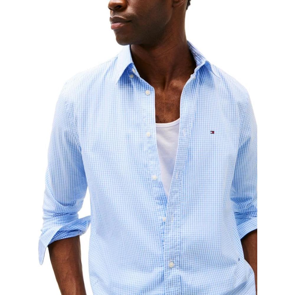 CAMISA PARA HOMBRE TOMMY HILFIGER REGULAR FIT MANGA LARGA AZUL DULCE BLANCO ÓPTICO - 2