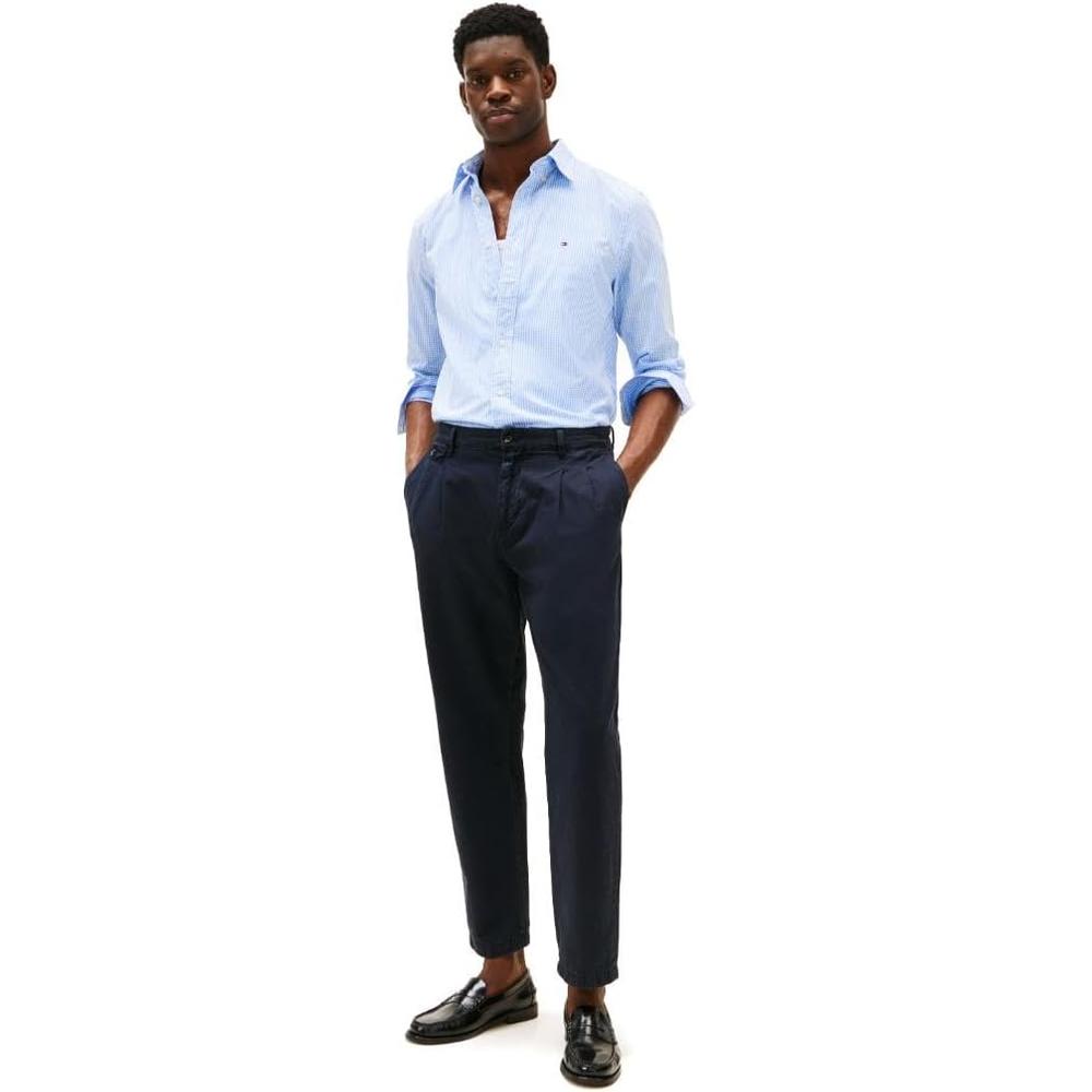 CAMISA PARA HOMBRE TOMMY HILFIGER REGULAR FIT MANGA LARGA AZUL DULCE BLANCO ÓPTICO - 3