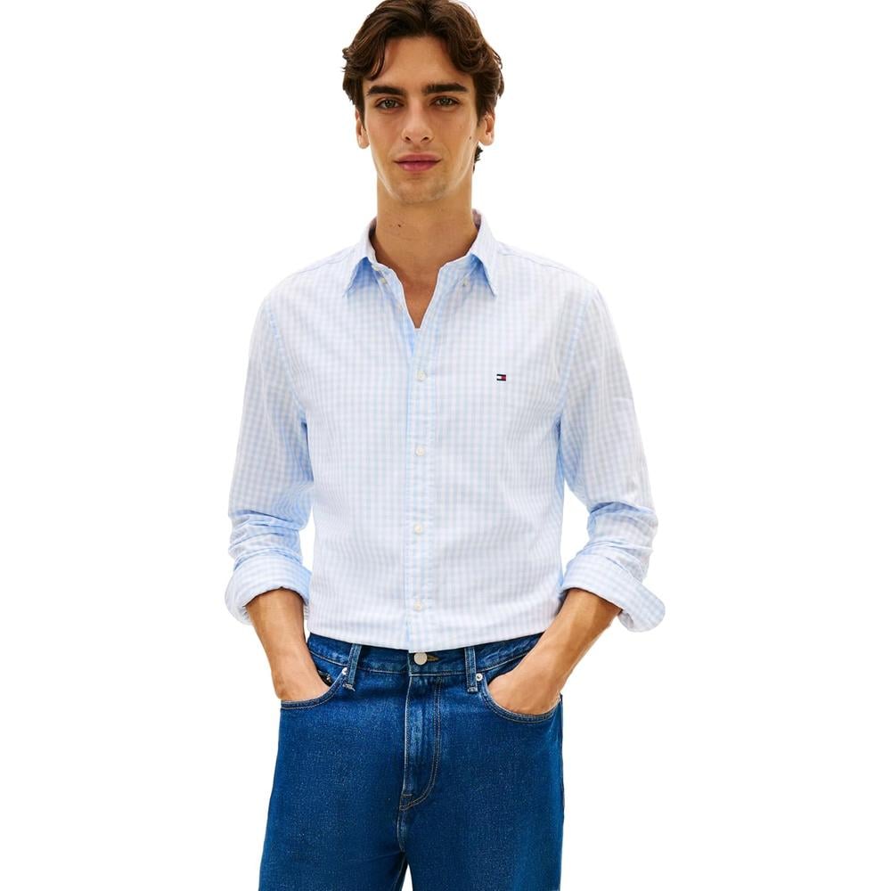 CAMISA PARA HOMBRE TOMMY HILFIGER REGULAR FIT MANGA LARGA AZUL DULCE BLANCO - 1