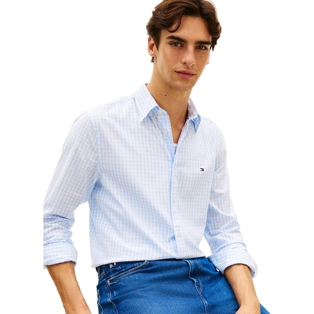 CAMISA PARA HOMBRE TOMMY HILFIGER REGULAR FIT MANGA LARGA AZUL DULCE BLANCO - 2