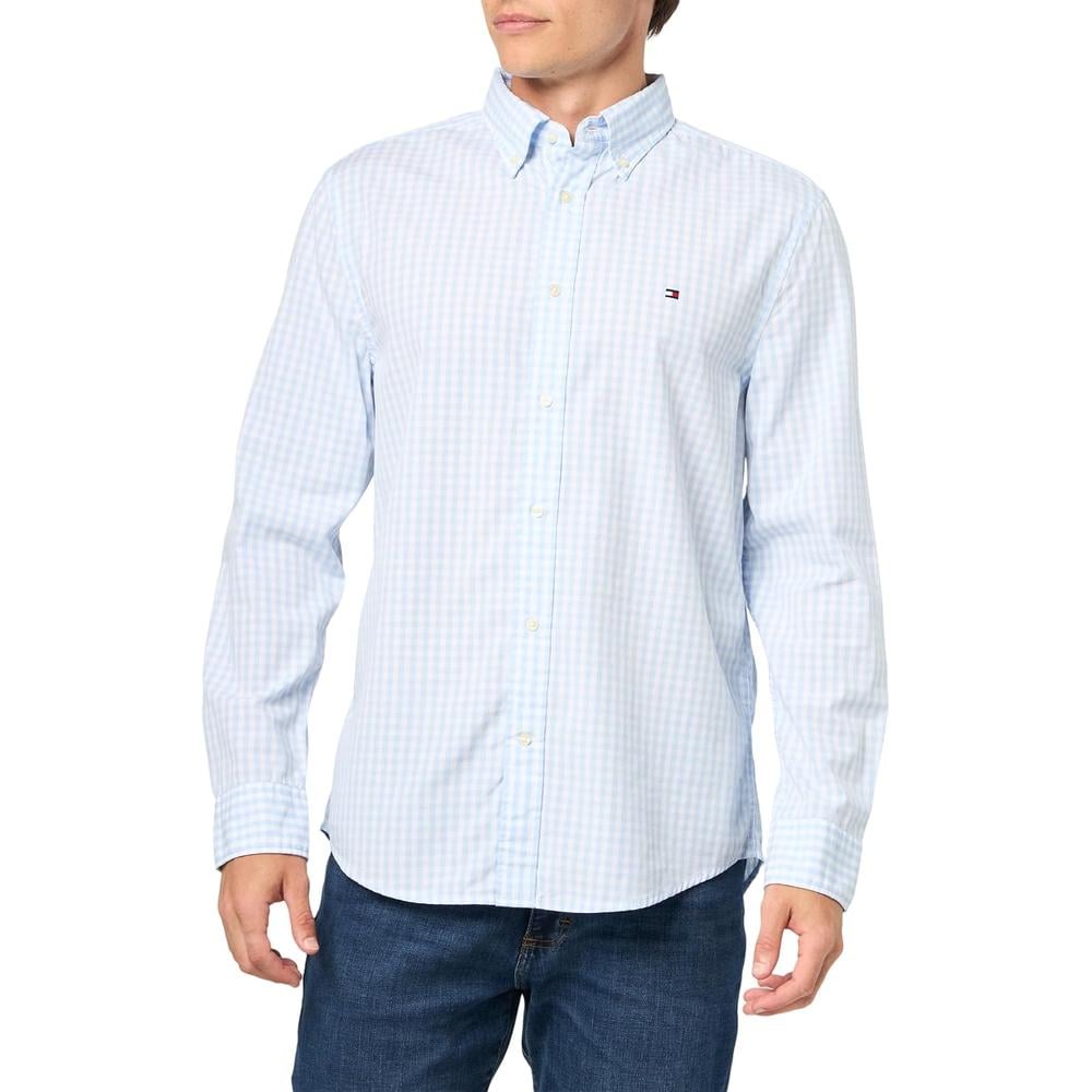 CAMISA PARA HOMBRE TOMMY HILFIGER REGULAR FIT MANGA LARGA AZUL DULCE BLANCO - 3