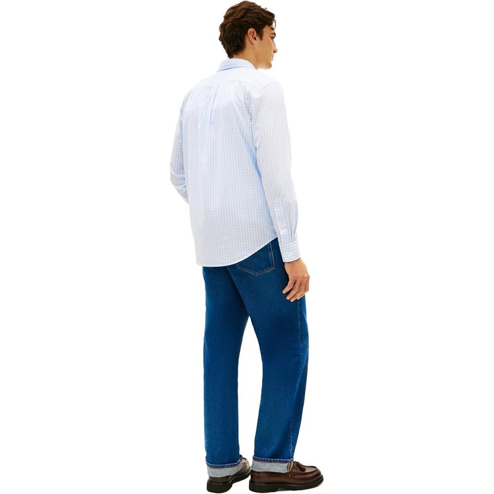 CAMISA PARA HOMBRE TOMMY HILFIGER REGULAR FIT MANGA LARGA AZUL DULCE BLANCO - 5