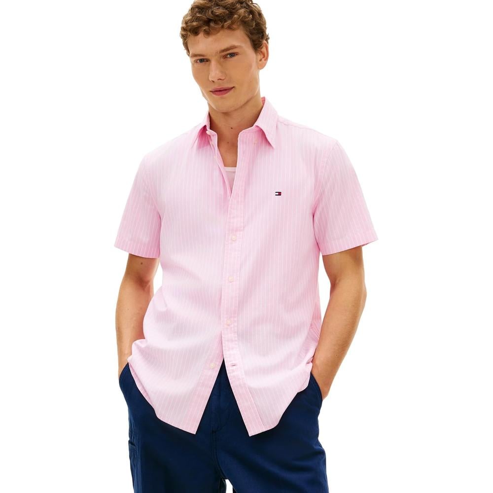 CAMISA PARA HOMBRE TOMMY HILFIGER REGULAR FIT MANGA CORTA ROSA CLÁSICO - 1