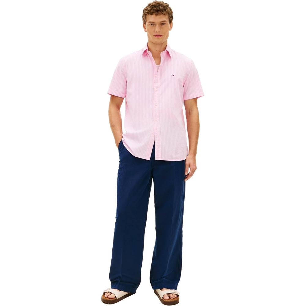 CAMISA PARA HOMBRE TOMMY HILFIGER REGULAR FIT MANGA CORTA ROSA CLÁSICO - 3