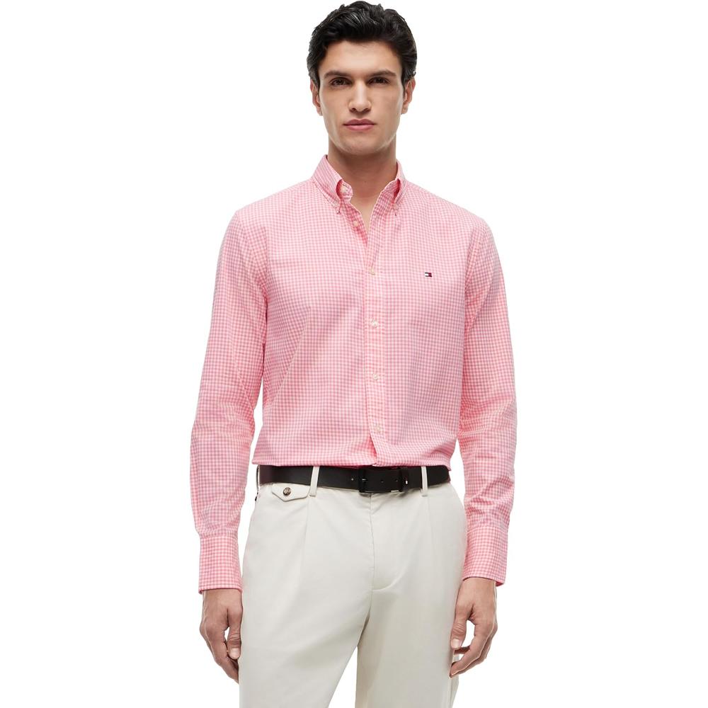 CAMISA PARA HOMBRE TOMMY HILFIGER REGULAR FIT MANGA LARGA ROSA MUÑECA - 1