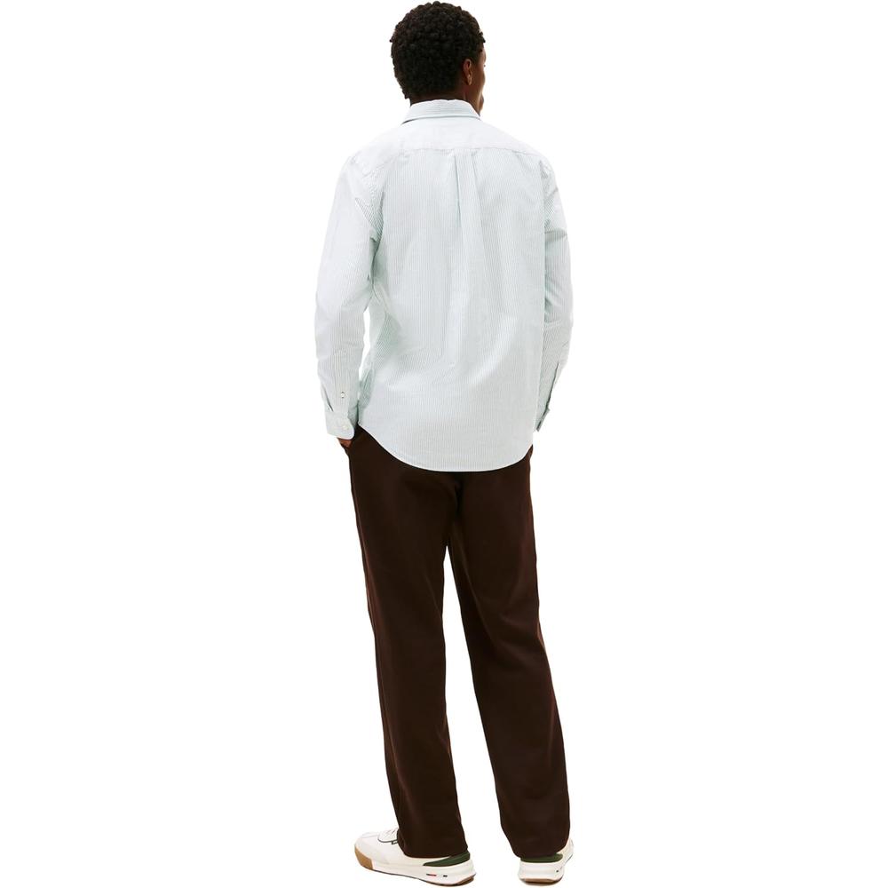 CAMISA PARA HOMBRE TOMMY HILFIGER OXFORD REGULAR FIT MANGA LARGA VERDE NUEVO BLANCO - 4
