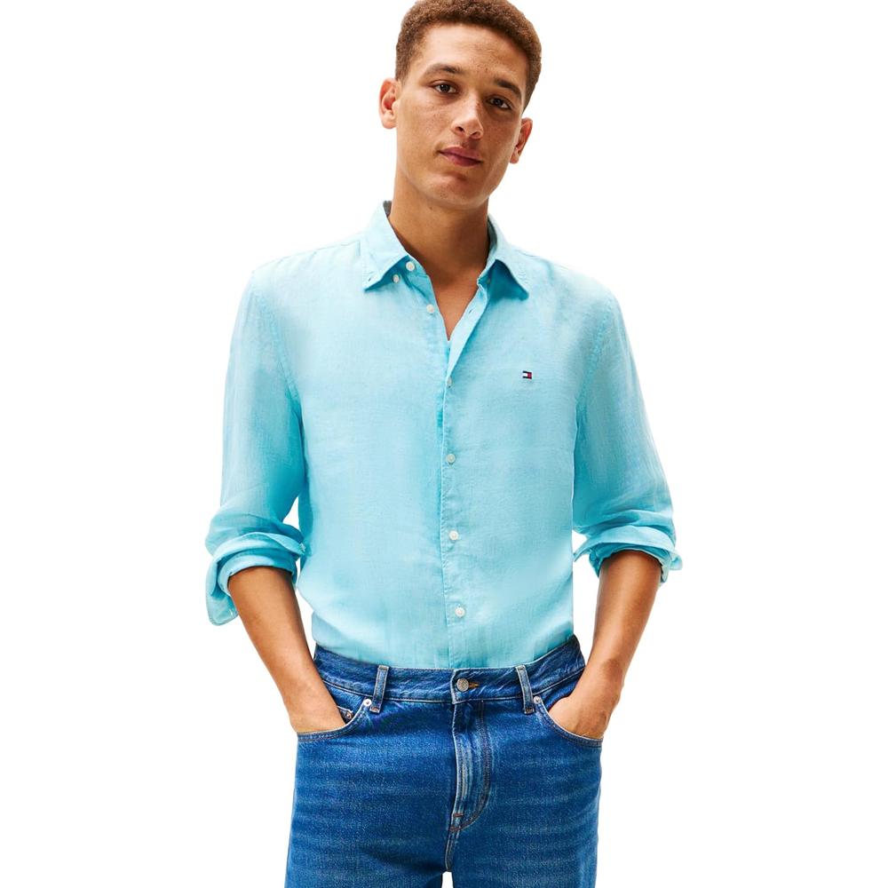 CAMISA PARA HOMBRE TOMMY HILFIGER REGULAR FIT MANGA LARGA AZUL ROCÍO - 1
