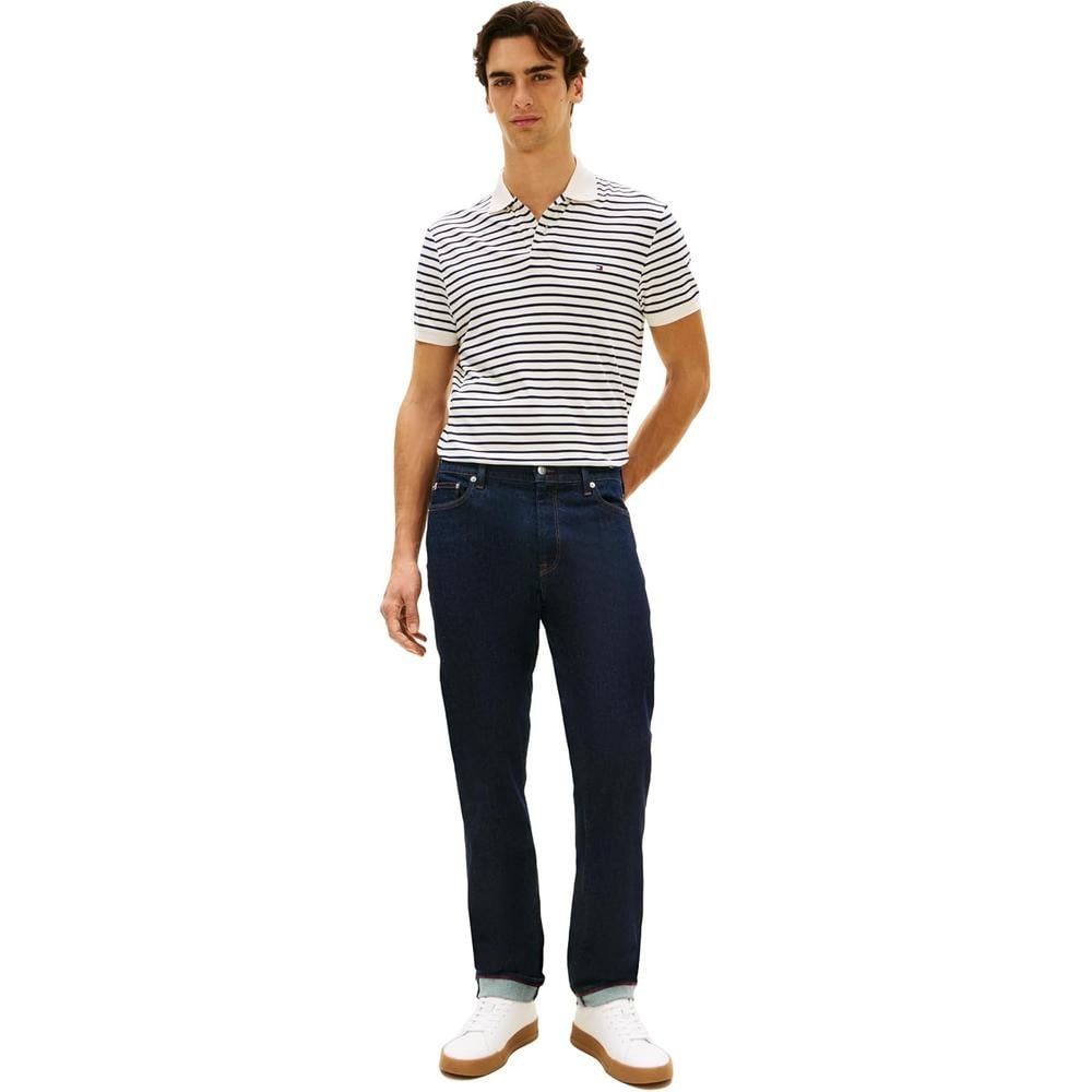 POLO PARA HOMBRE TOMMY HILFIGER REGULAR FIT MANGA CORTA MARFIL PETALO Y AZUL CARBON - 4
