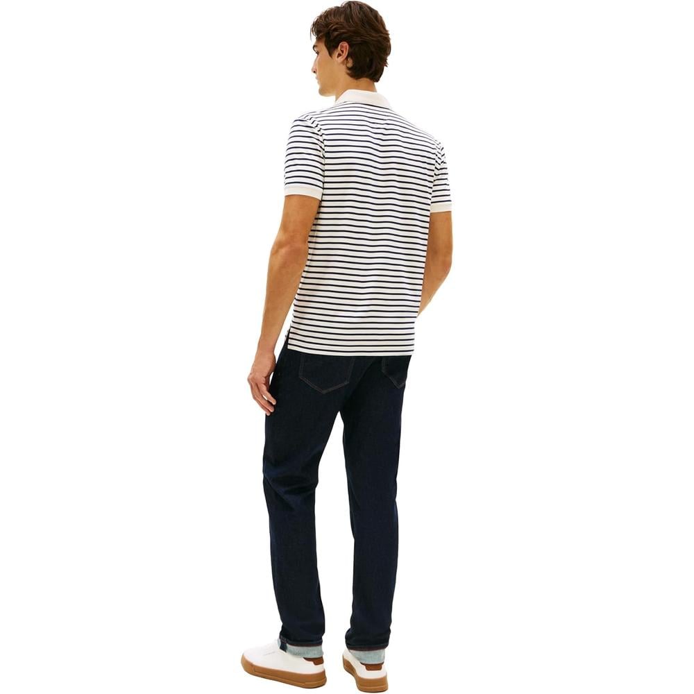 POLO PARA HOMBRE TOMMY HILFIGER REGULAR FIT MANGA CORTA MARFIL PETALO Y AZUL CARBON - 5