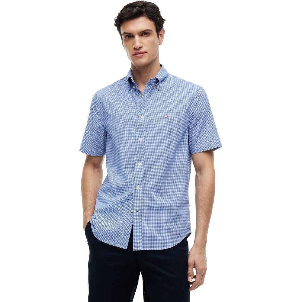 CAMISA PARA HOMBRE TOMMY HILFIGER REGULAR FIT MANGA CORTA AZUL REAL - 1