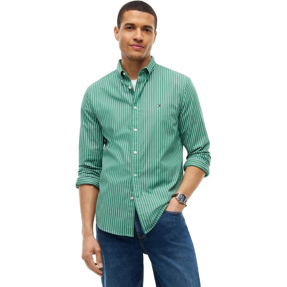 CAMISA PARA HOMBRE TOMMY HILFIGER REGULAR FIT MANGA LARGA VERDE ALASKA - 1