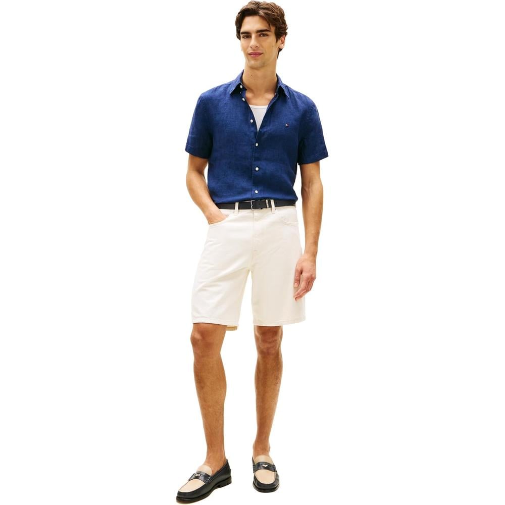 CAMISA PARA HOMBRE TOMMY HILFIGER MANGA CORTA LINO REGULAR FIT AZUL MARINO HILFIGER - 3