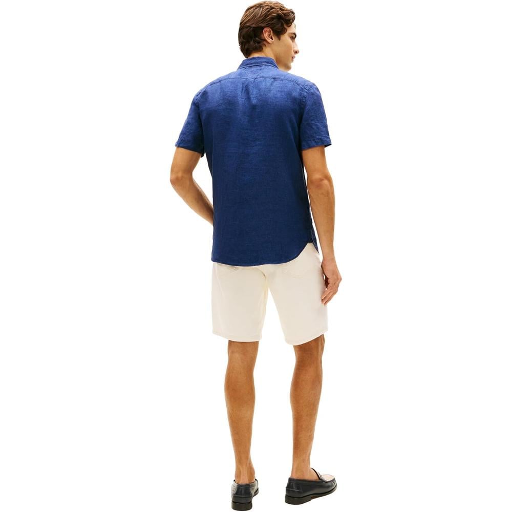 CAMISA PARA HOMBRE TOMMY HILFIGER MANGA CORTA LINO REGULAR FIT AZUL MARINO HILFIGER - 4