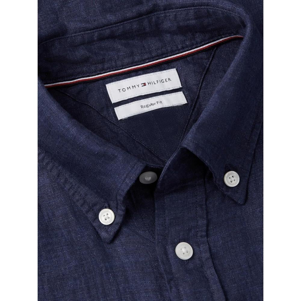 CAMISA PARA HOMBRE TOMMY HILFIGER MANGA CORTA LINO REGULAR FIT AZUL MARINO HILFIGER - 5