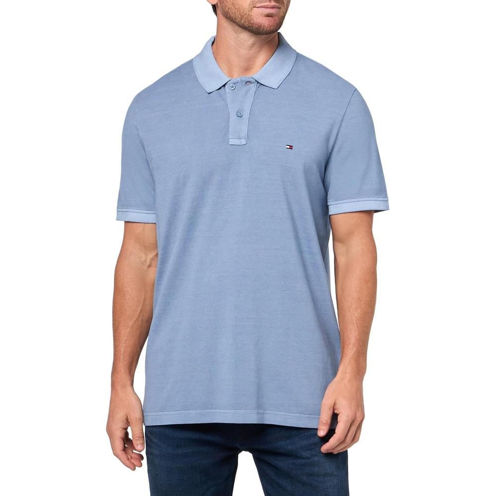 POLO PARA HOMBRE TOMMY HILFIGER REGULAR FIT MANGA CORTA AZUL CLARO - 1