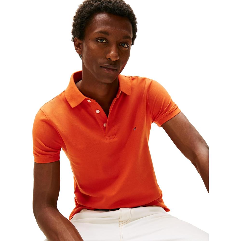 POLO PARA HOMBRE TOMMY HILFIGER 1985 SLIM FIT MANGA CORTA NARANJA BRILLANTE - 2