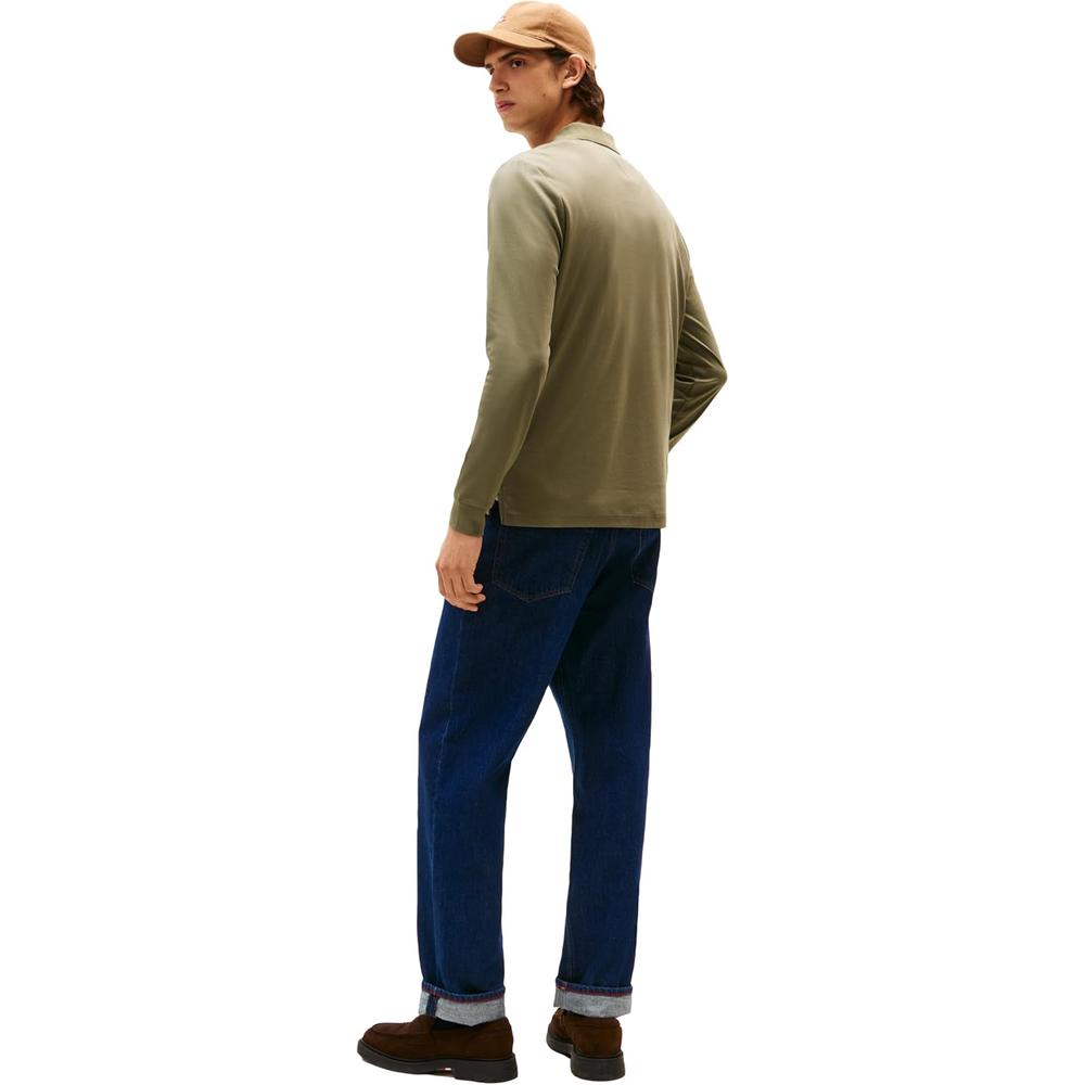 POLO PARA HOMBRE TOMMY HILFIGER LIQUID COTTON REGULAR FIT MANGA LARGA VERDE OLIVA - 4