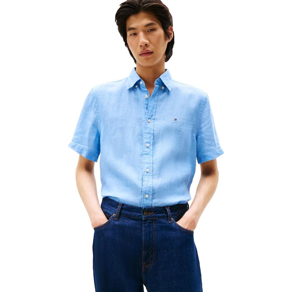 CAMISA PARA HOMBRE TOMMY HILFIGER MANGA CORTA LINO REGULAR FIT - 1