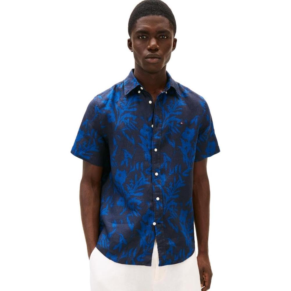 CAMISA PARA HOMBRE TOMMY HILFIGER MANGA CORTA LINO REGULAR FIT MULTICOLOR - 1