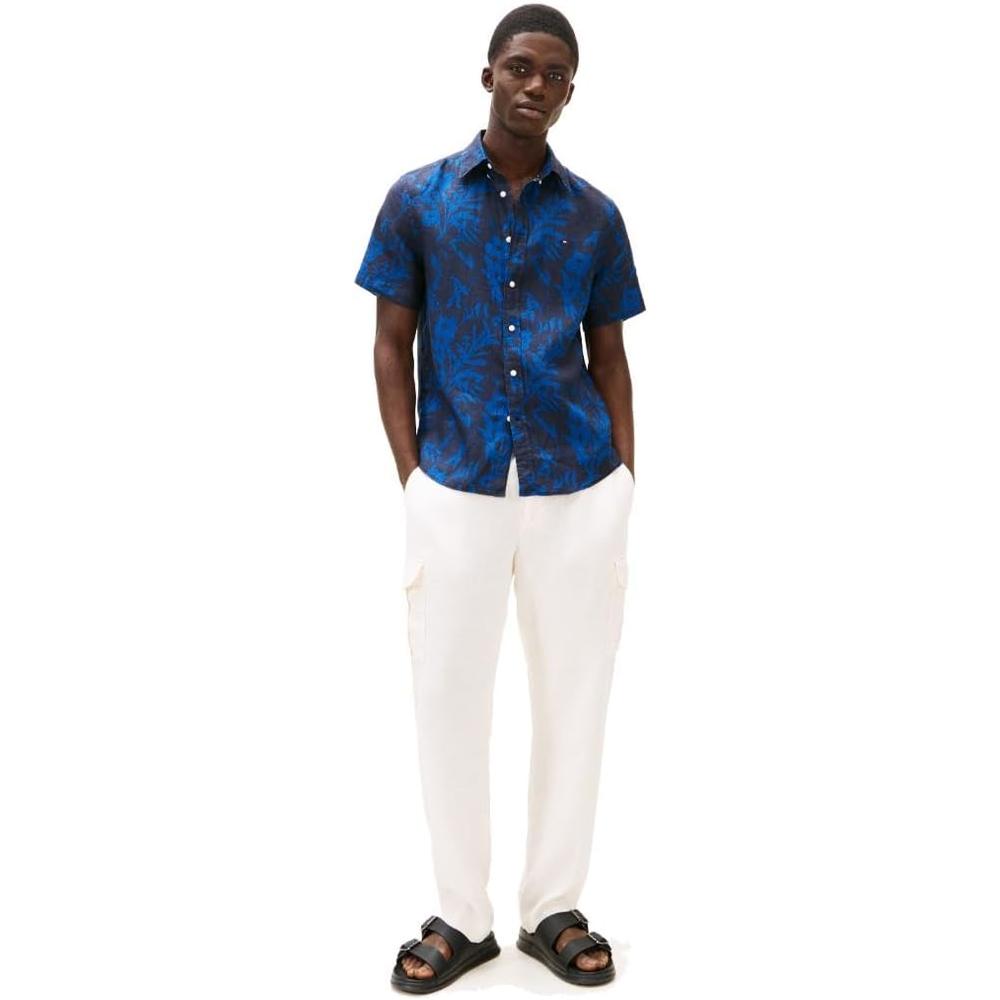 CAMISA PARA HOMBRE TOMMY HILFIGER MANGA CORTA LINO REGULAR FIT MULTICOLOR - 3