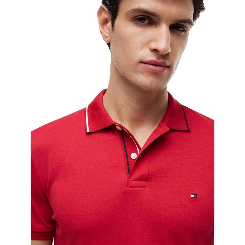 POLO PARA HOMBRE TOMMY HILFIGER LIQUID COTTON SLIM FIT MANGA CORTA ROJO MEDIO - 2