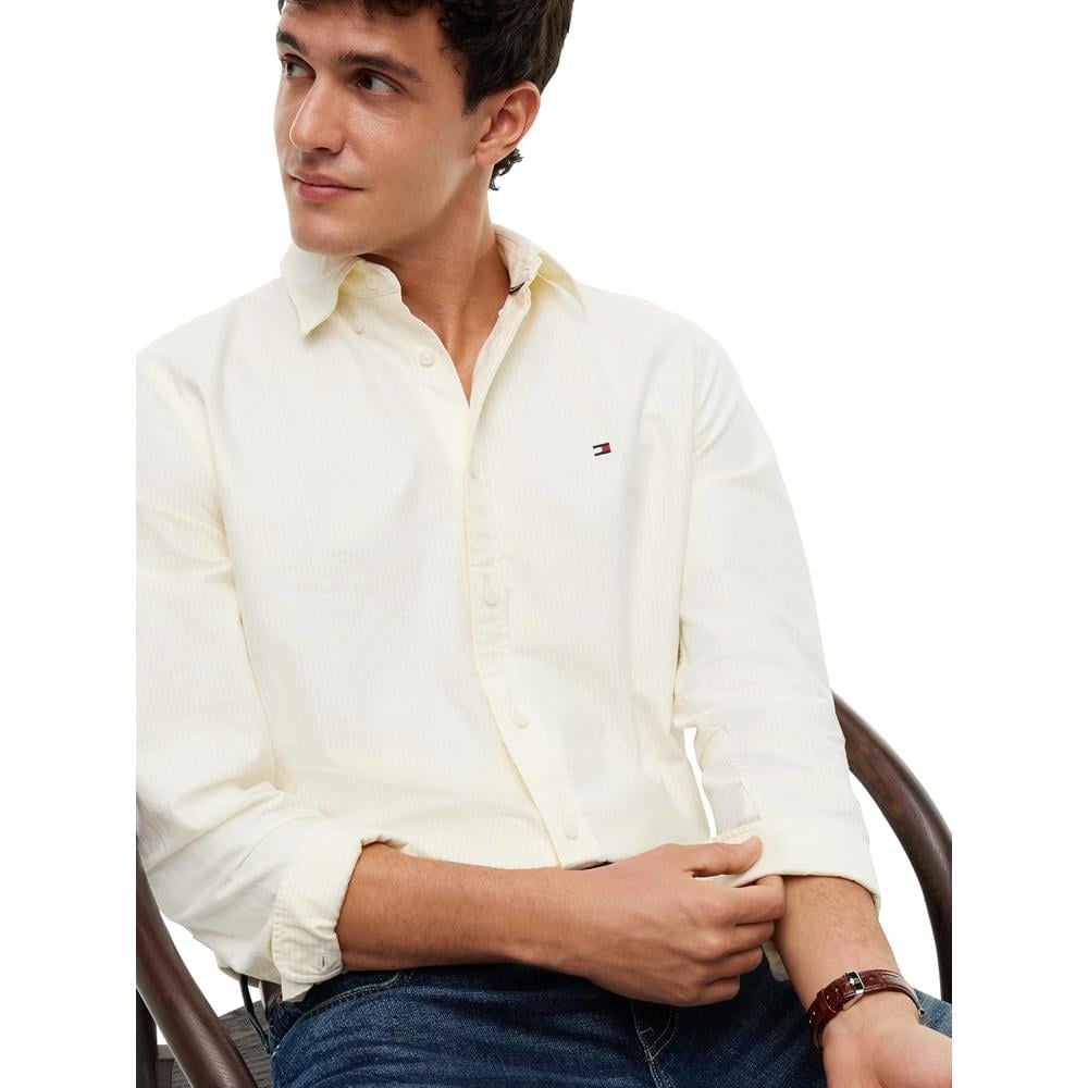CAMISA PARA HOMBRE TOMMY HILFIGER OXFORD REGULAR FIT MANGA LARGA AMARILLO GIRASOL RAYAS - 2