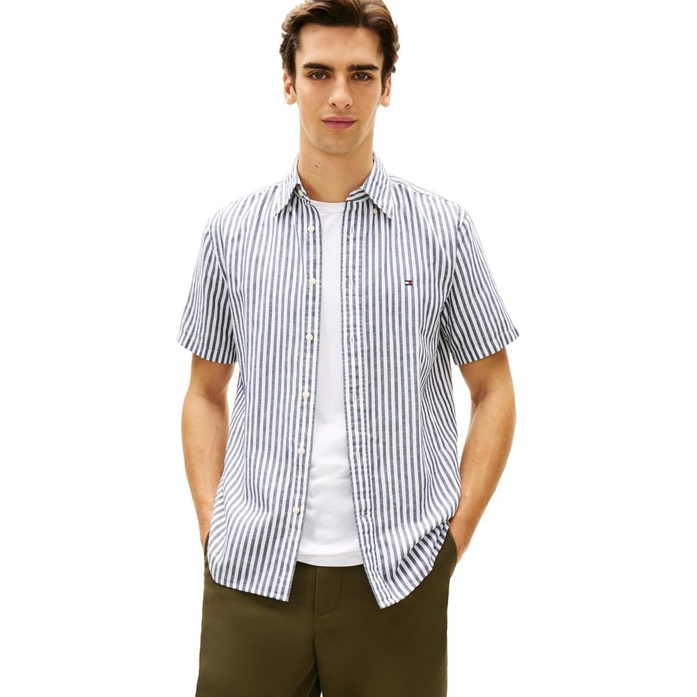 CAMISA PARA HOMBRE TOMMY HILFIGER MANGA CORTA LINO REGULAR FIT MULTICOLOR - 1