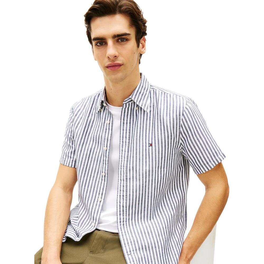 CAMISA PARA HOMBRE TOMMY HILFIGER MANGA CORTA LINO REGULAR FIT MULTICOLOR - 2