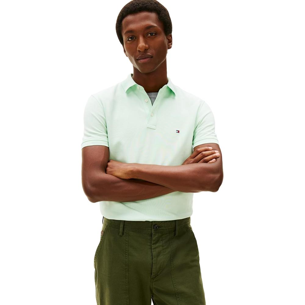 POLO PARA HOMBRE TOMMY HILFIGER 1985 SLIM FIT MANGA CORTA VERDE ÓPALO - 1
