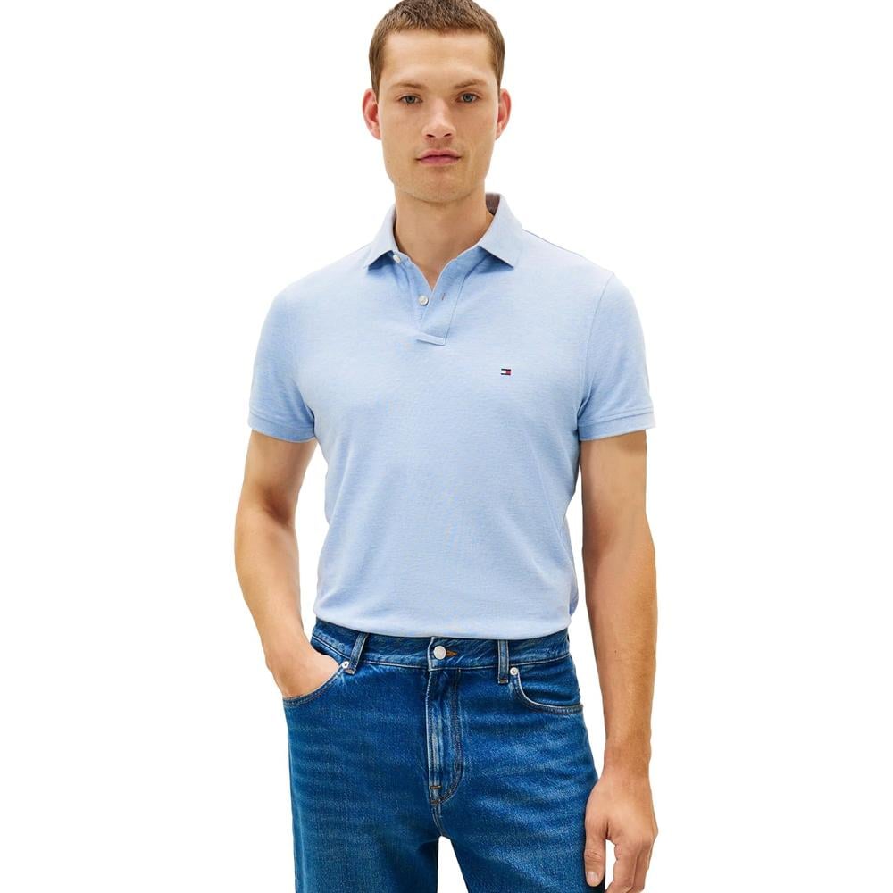 POLO PARA HOMBRE TOMMY HILFIGER 1985 REGULAR FIT MANGA CORTA AZUL MARINO JASPEADO - 1