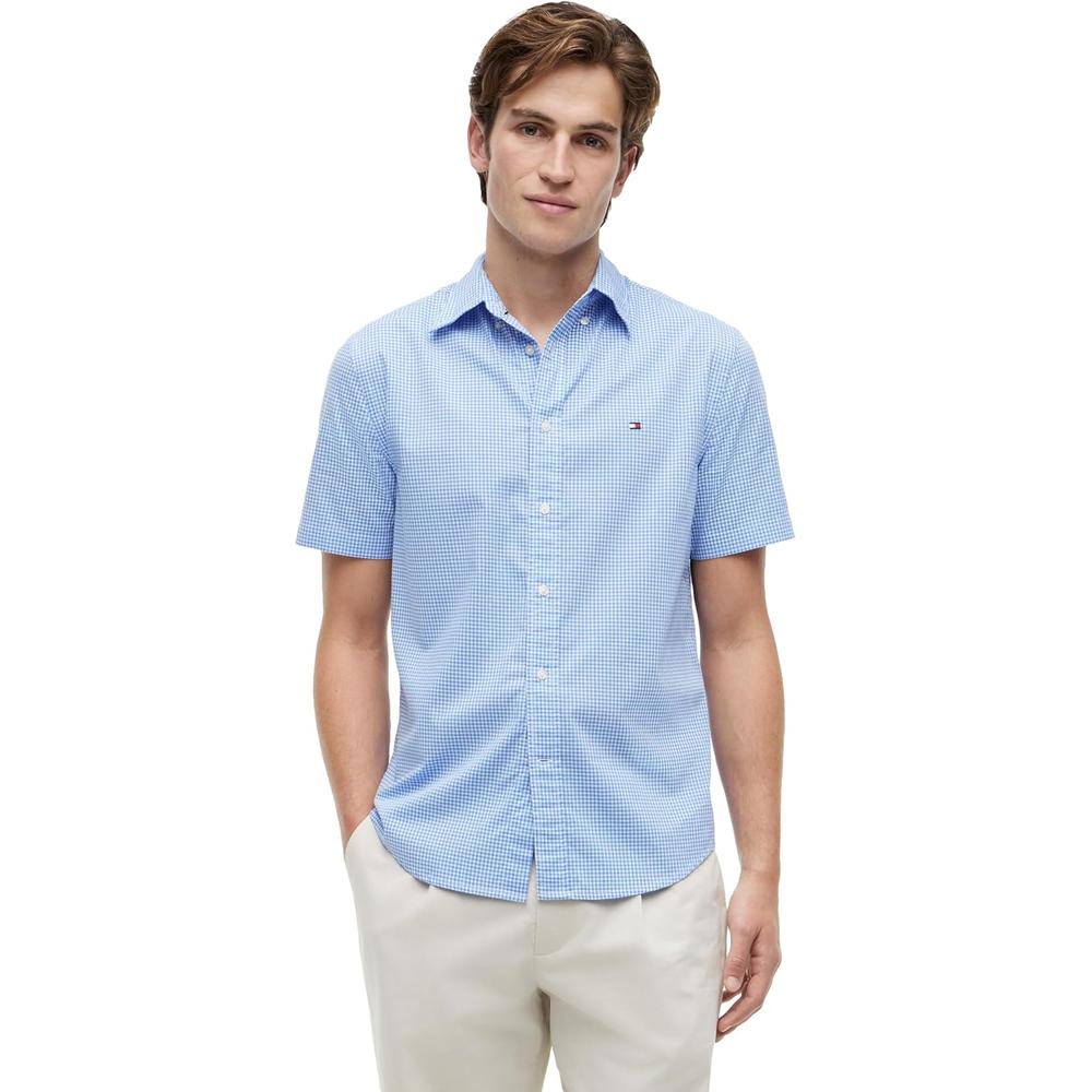 CAMISA PARA HOMBRE TOMMY HILFIGER REGULAR FIT MANGA CORTA AZUL ENCANTO - 1