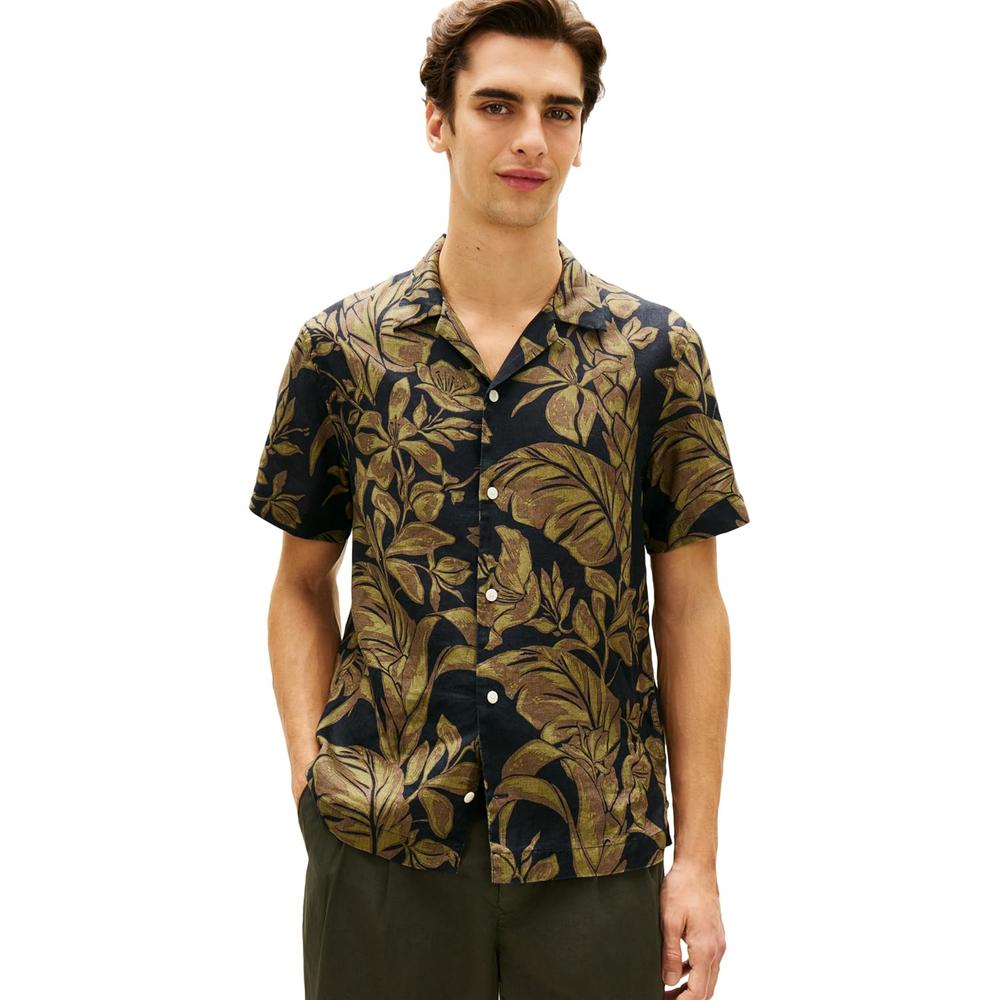 CAMISA PARA HOMBRE TOMMY HILFIGER MANGA CORTA LINO REGULAR FIT MULTICOLOR - 1