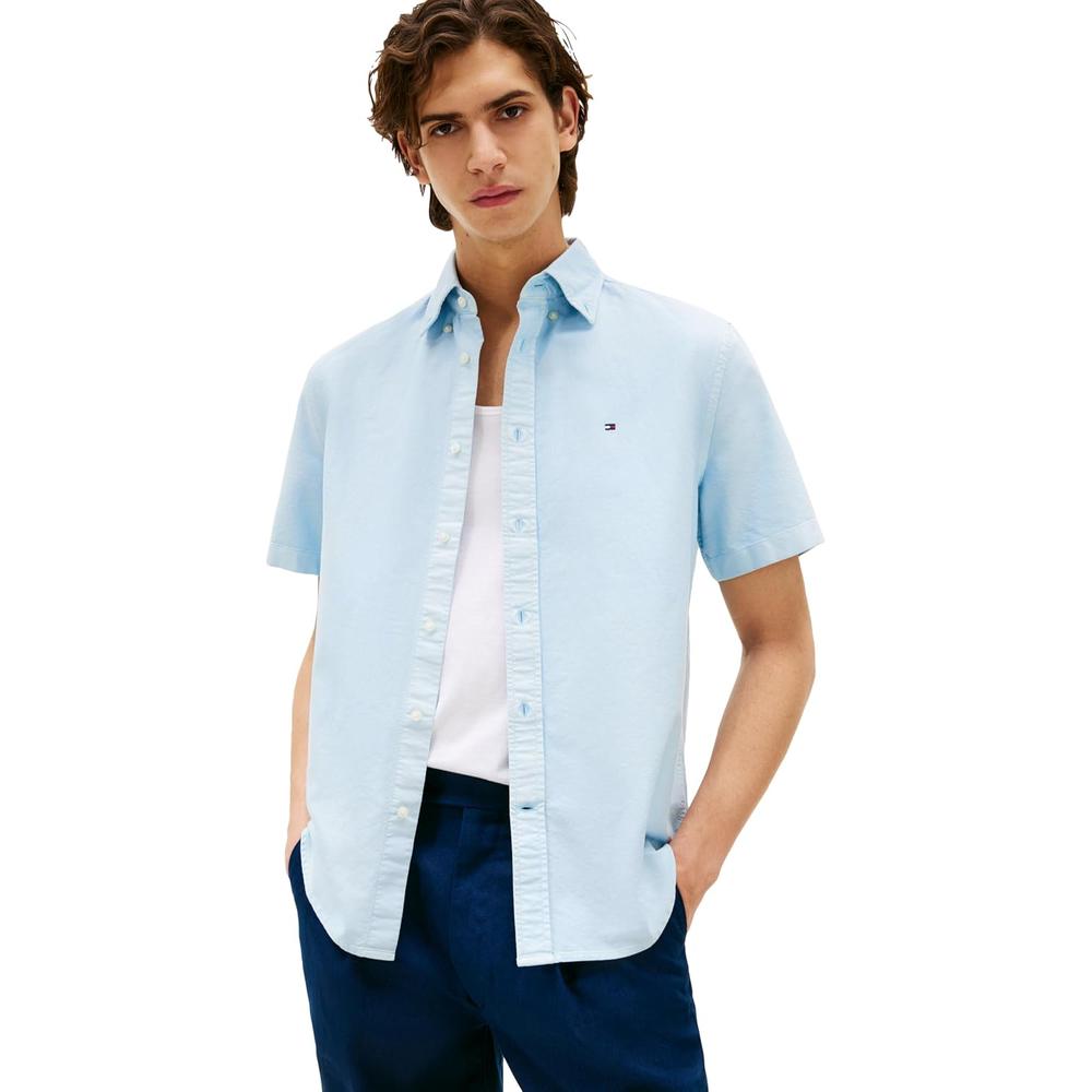 CAMISA PARA HOMBRE TOMMY HILFIGER REGULAR FIT MANGA CORTA AZUL SUAVE - 1