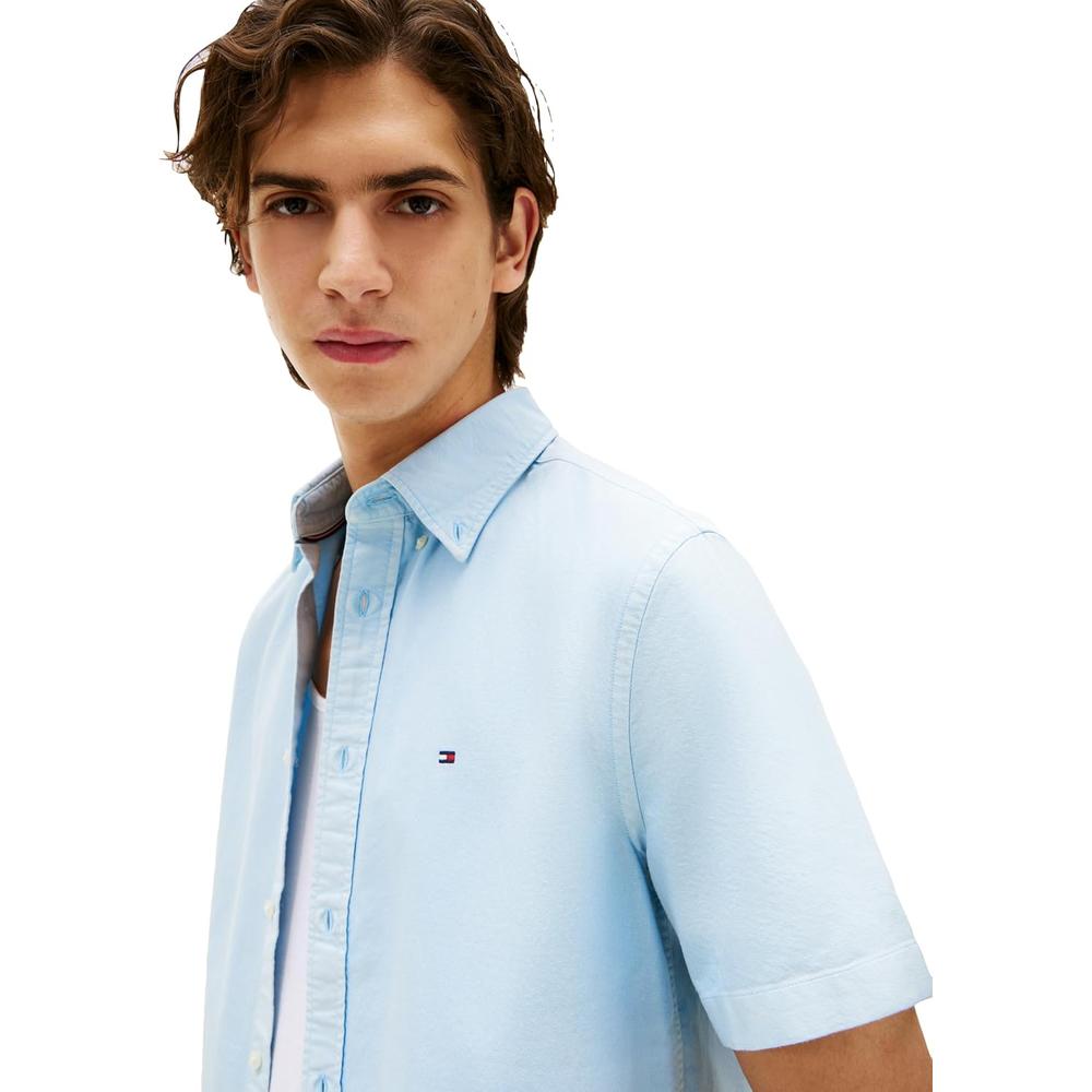 CAMISA PARA HOMBRE TOMMY HILFIGER REGULAR FIT MANGA CORTA AZUL SUAVE - 4