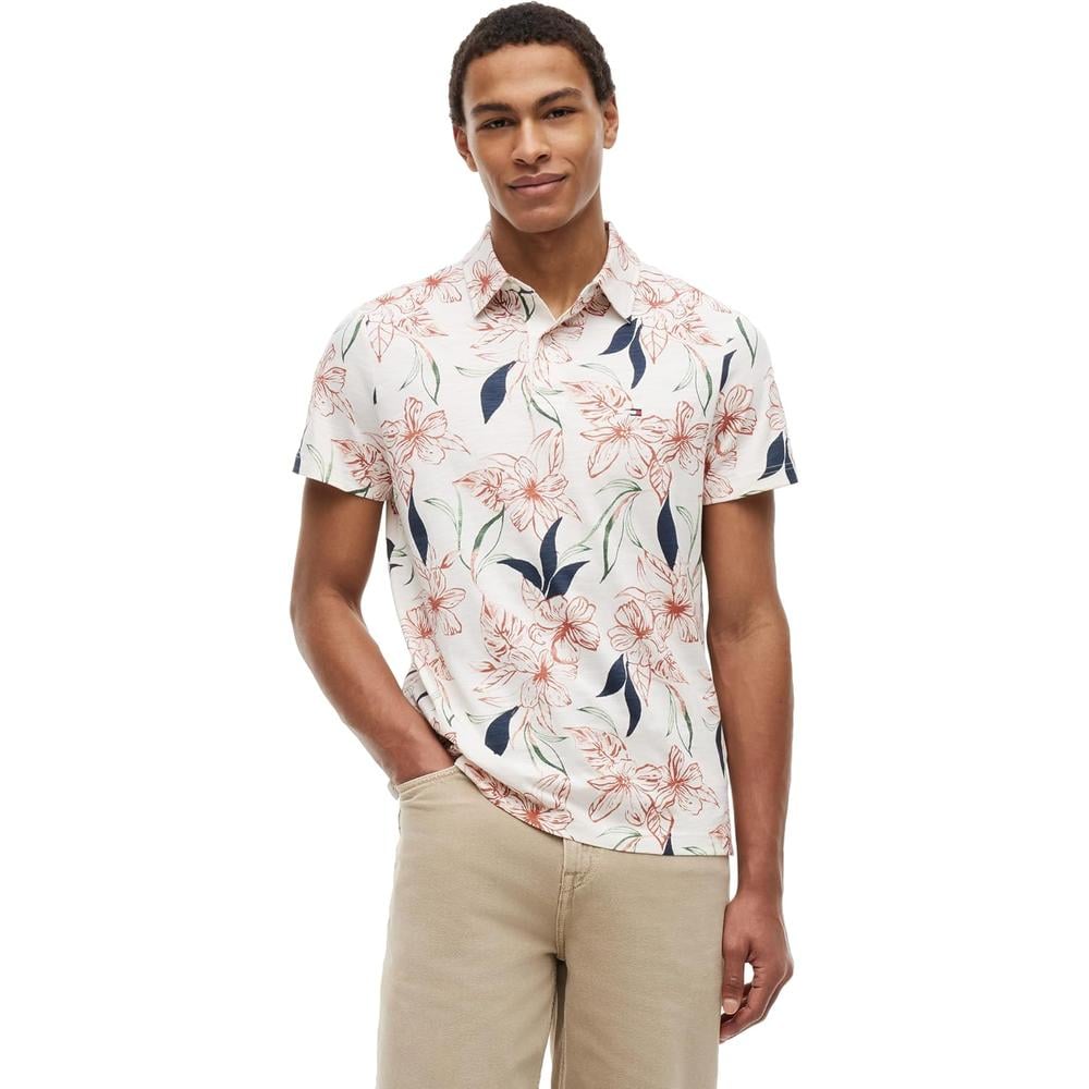 POLO PARA HOMBRE TOMMY HILFIGER REGULAR FIT MANGA CORTA MARFIL PETALO FLORAL - 1