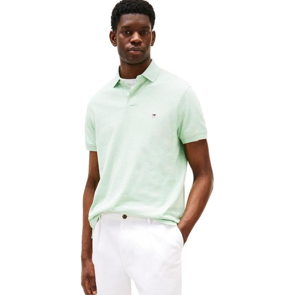 POLO PARA HOMBRE TOMMY HILFIGER 1985 REGULAR FIT MANGA CORTA VERDE MENTA JASPEADO - 1