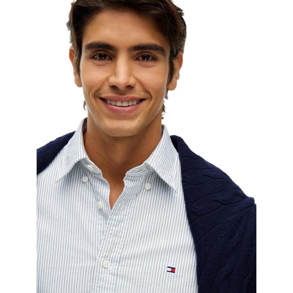 CAMISA PARA HOMBRE TOMMY HILFIGER OXFORD REGULAR FIT MANGA LARGA VERDE CAZADOR RAYAS - 2