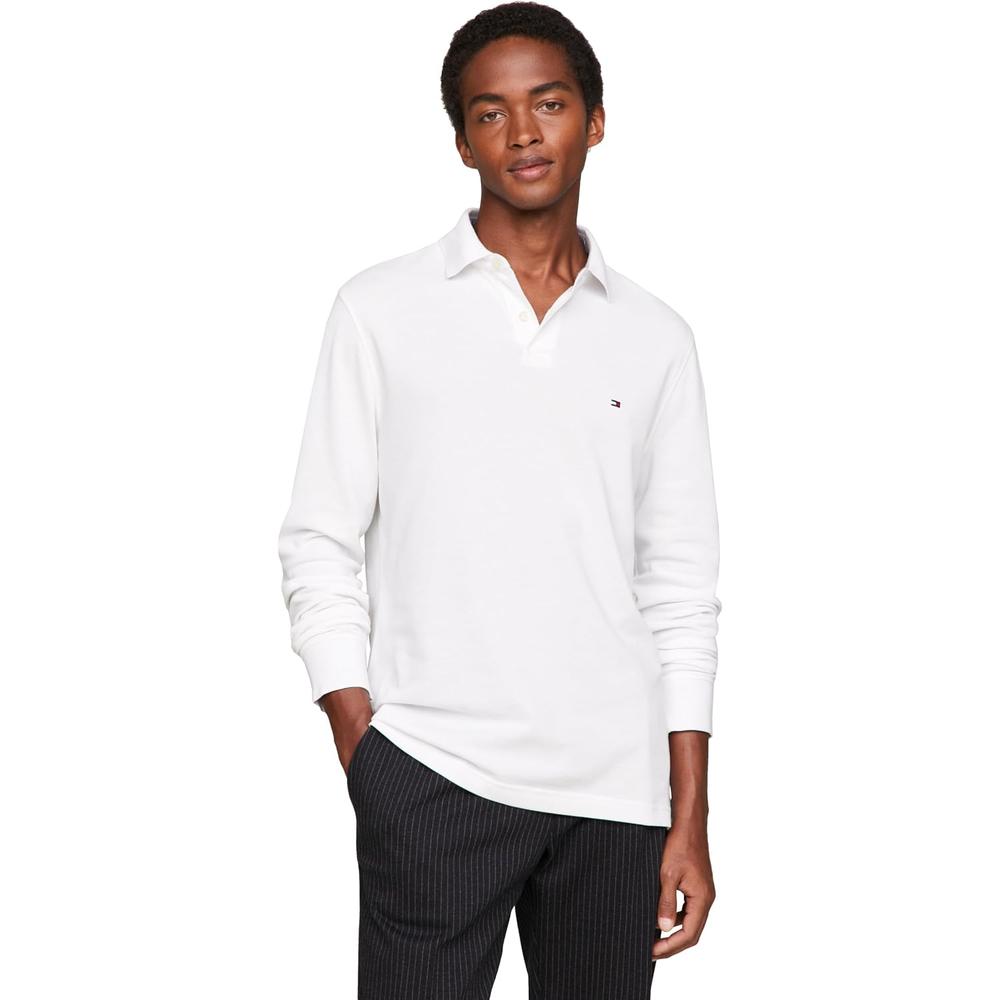 POLO PARA HOMBRE TOMMY HILFIGER REGULAR FIT MANGA LARGA VERDE ORNAMENTAL - 1