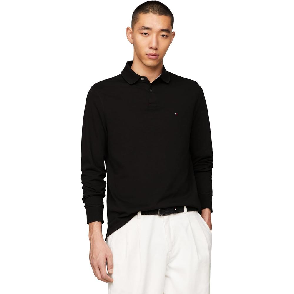 POLO PARA HOMBRE TOMMY HILFIGER REGULAR FIT MANGA LARGA VERDE ORNAMENTAL - 1