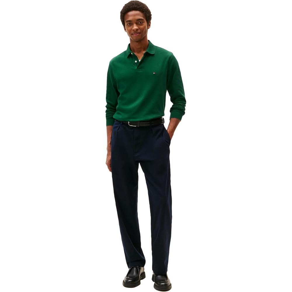POLO PARA HOMBRE TOMMY HILFIGER REGULAR FIT MANGA LARGA VERDE ORNAMENTAL - 3