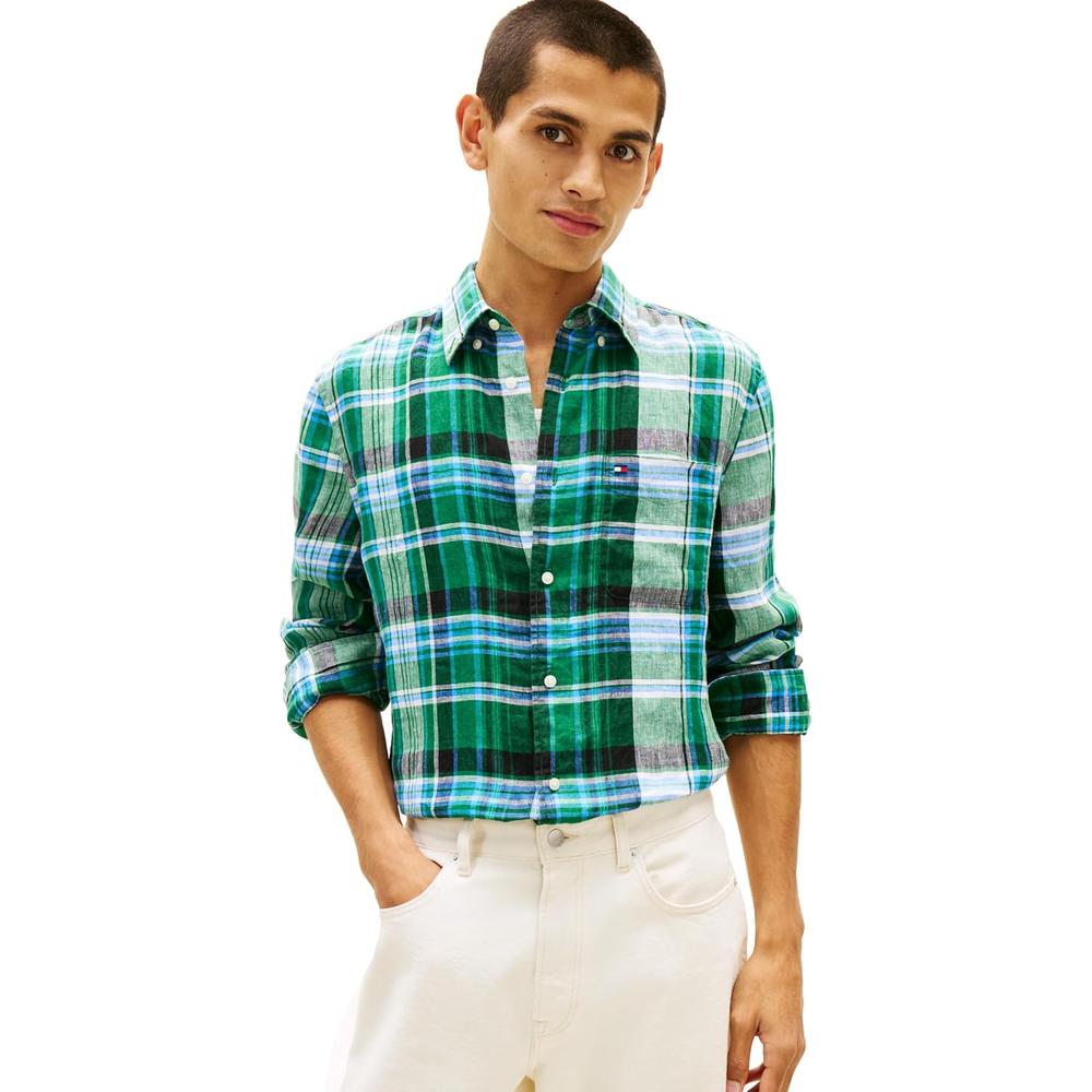 CAMISA PARA HOMBRE TOMMY HILFIGER REGULAR FIT MANGA LARGA VERDE NOUVEAU - 1