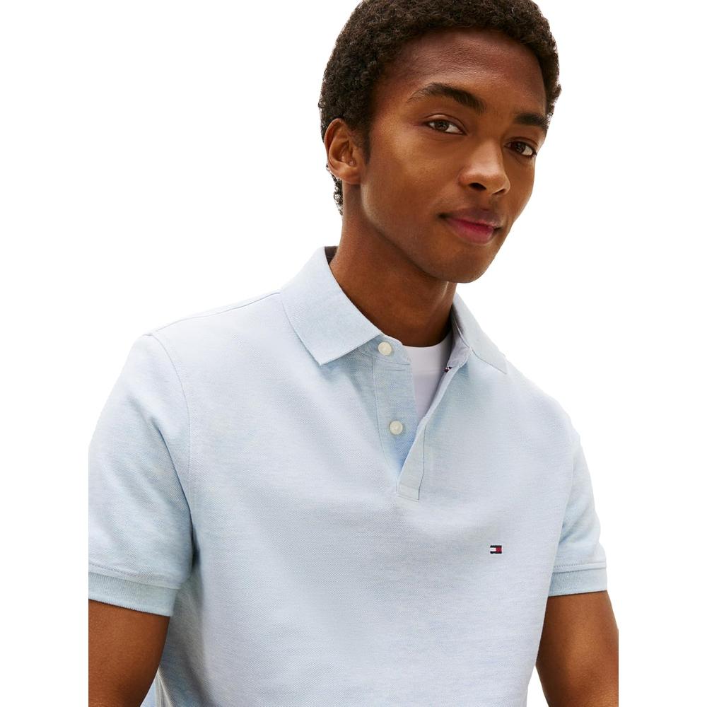 POLO PARA HOMBRE TOMMY HILFIGER 1985 REGULAR FIT MANGA CORTA AZUL JASPEADO - 2