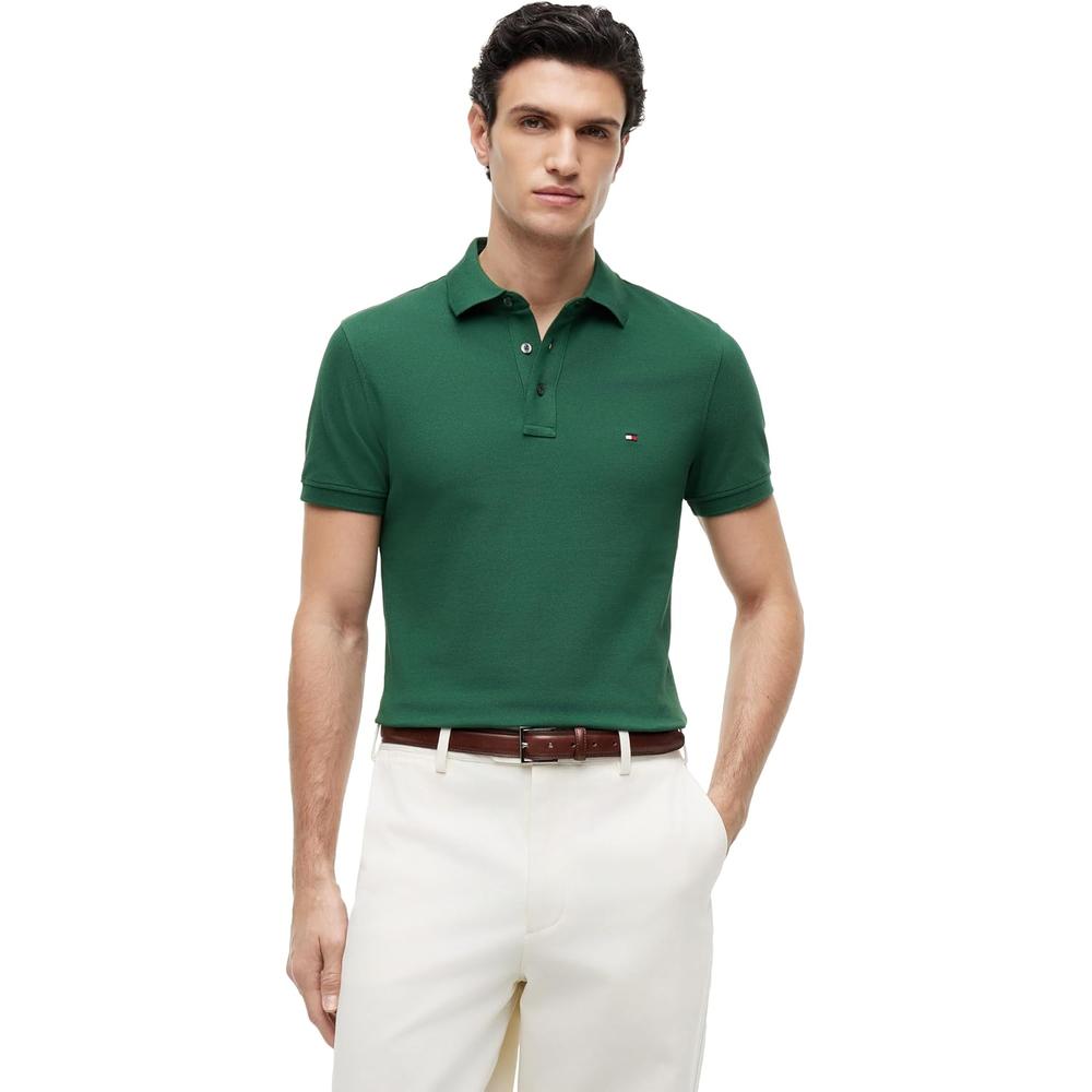 POLO PARA HOMBRE TOMMY HILFIGER 1985 SLIM FIT MANGA CORTA VERDE CALLE - 1