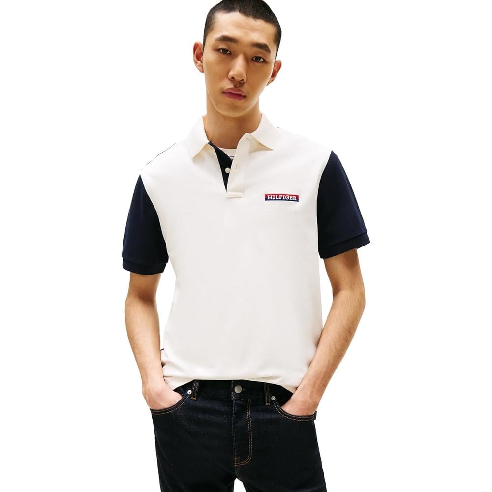 POLO PARA HOMBRE TOMMY HILFIGER REGULAR FIT MANGA CORTA BLANCO RAYAS - 1