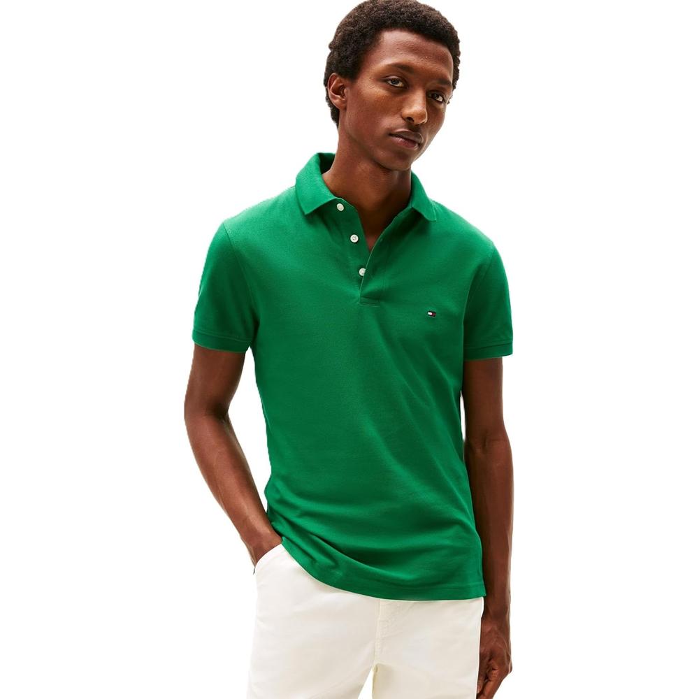 POLO PARA HOMBRE TOMMY HILFIGER 1985 SLIM FIT MANGA CORTA VERDE NUEVO - 1