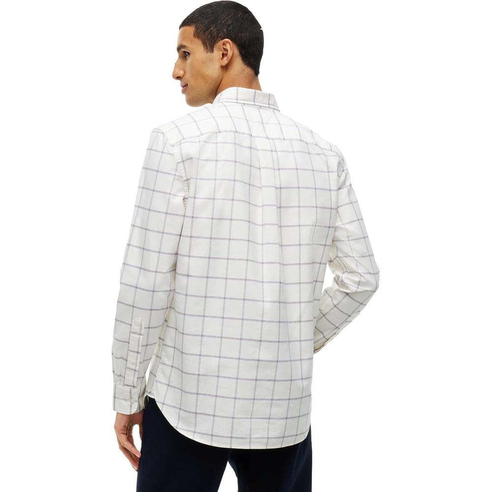 CAMISA PARA HOMBRE TOMMY HILFIGER OXFORD REGULAR FIT MANGA LARGA MARFIL SEDA CUADROS - 4