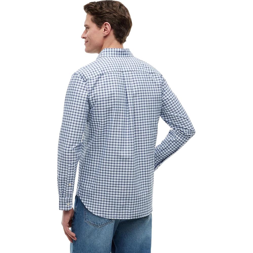 CAMISA PARA HOMBRE TOMMY HILFIGER OXFORD REGULAR FIT MANGA LARGA AZUL ENCANTO CUADROS BLANCO - 4