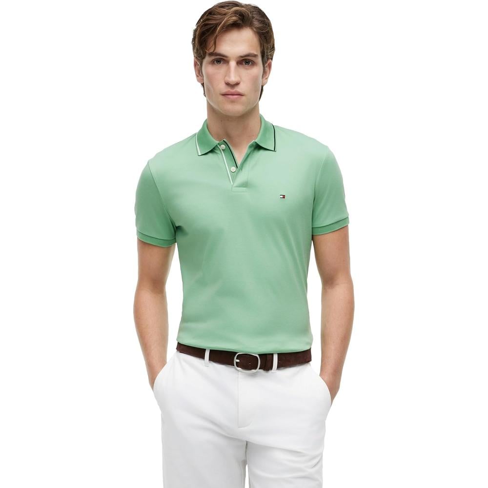 POLO PARA HOMBRE TOMMY HILFIGER LIQUID COTTON SLIM FIT MANGA CORTA VERDE CÉSPED - 1