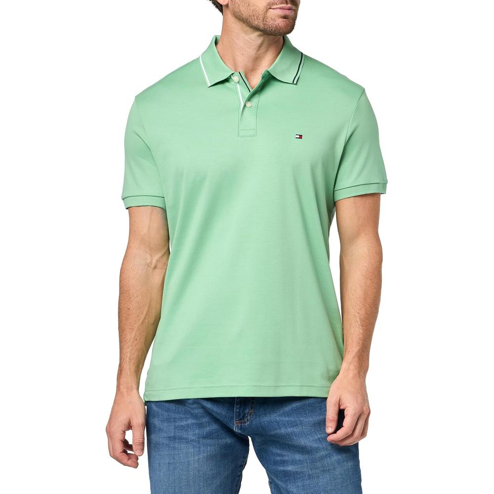 POLO PARA HOMBRE TOMMY HILFIGER LIQUID COTTON SLIM FIT MANGA CORTA VERDE CÉSPED - 3