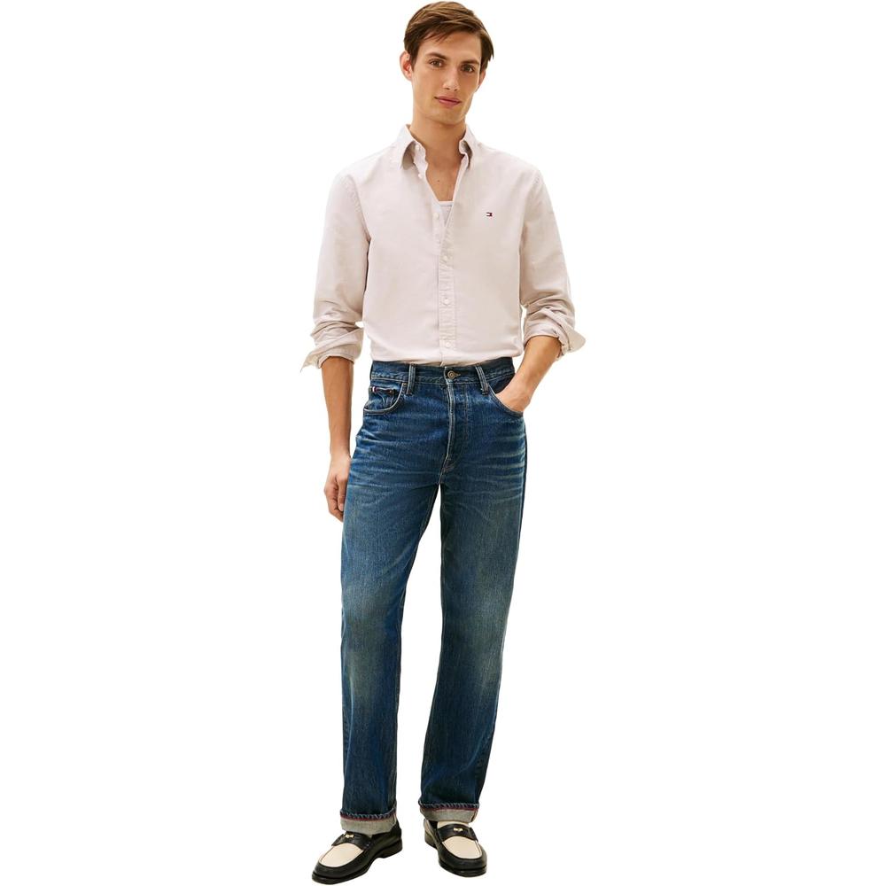 CAMISA PARA HOMBRE TOMMY HILFIGER OXFORD REGULAR FIT MANGA LARGA LIENZO SAFARI - 3